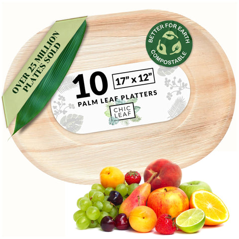 Chic Leaf Palm Leaf Trays – 10 Pack 22x12"