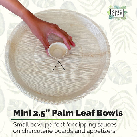 Round, Compostable Palm Leaf Bowls for Parties Chic Leaf