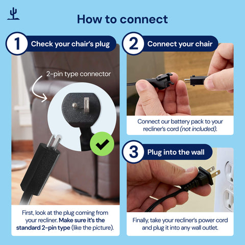 Universal, Rechargeable Recliner Battery Pack Blue Cactus