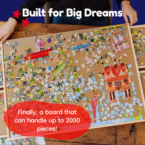 PlayVibe Wooden Jigsaw Rotating Puzzle Board with Drawers & Cover PlayVibe
