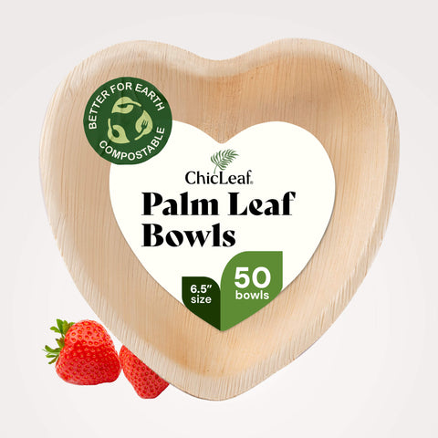 Heart-Shaped Palm Leaf Plates for Weddings Chic Leaf