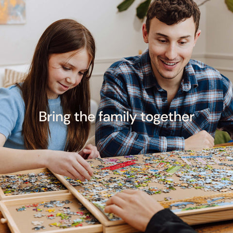 PlayVibe Wooden Jigsaw Rotating Puzzle Board with Drawers & Cover PlayVibe