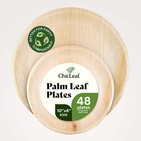 Round, Biodegradable Palm Leaf Plate (2-Set) Chic Leaf