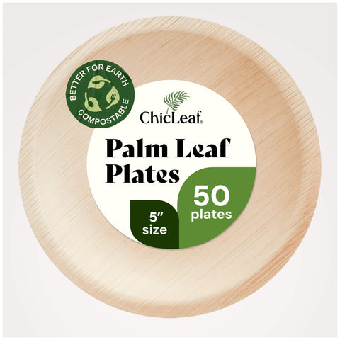 Round, Biodegradable Palm Leaf Party Plates (Bulk) Chic Leaf