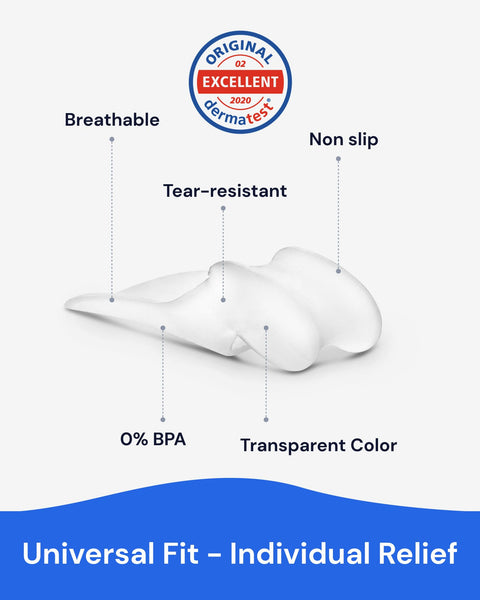 YogaMedic big toe spacer with features listed on a white background
