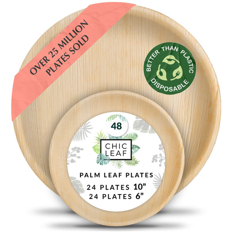 Round, Biodegradable Palm Leaf Plate (2-Set)