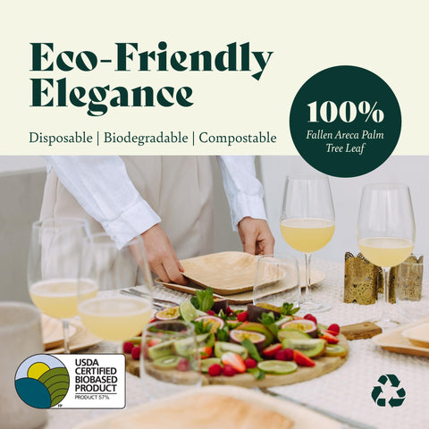 Square, Biodegradable Palm Leaf Party Plates (Bulk)
