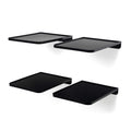 Four black rectangular hat display trays by Boxy Concepts on a white background