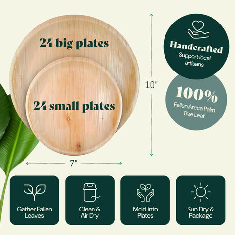 Palm Leaf Plates Bulk – 50 Pack 10"