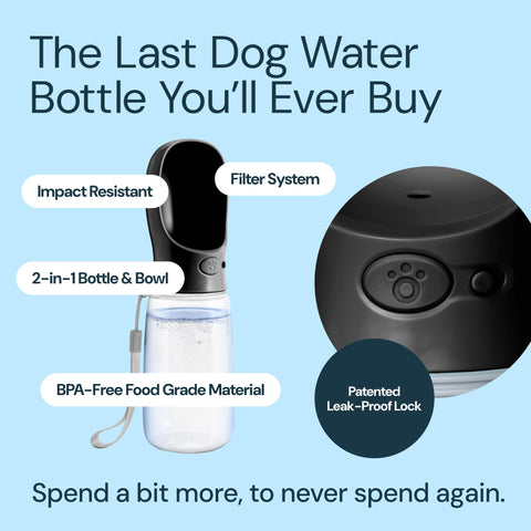 Dog Water Bottle With Bowl- 19oz