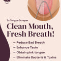 YogaMedic anti-microbial tongue scraper with text on a beige background