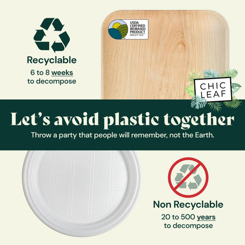 Square, Biodegradable Palm Leaf Party Plates (Bulk)