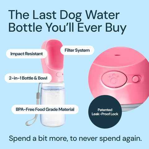 Dog Water Bottle With Bowl- 19oz