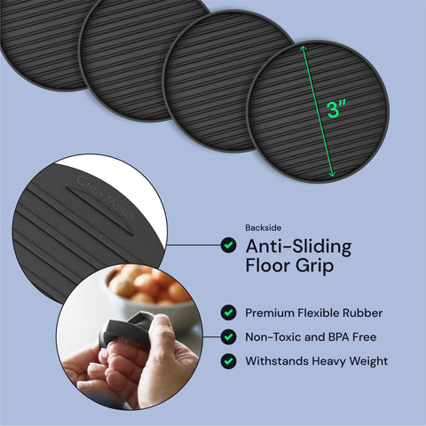 Non Slip Rubber Furniture Pads (Black & Round) Caster Master