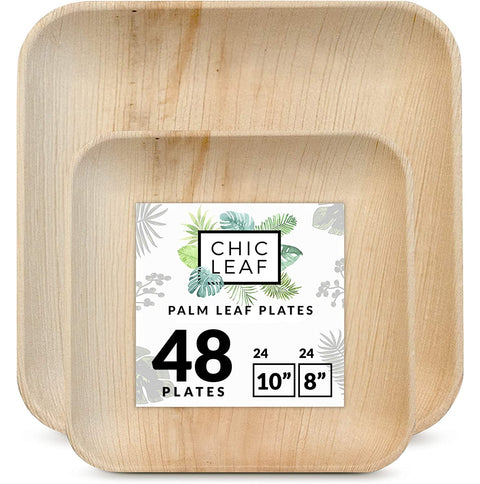 Square, Biodegradable Palm Leaf Plate (2-Set)