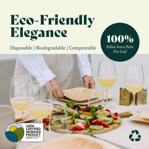 Square, Biodegradable Palm Leaf Party Plates (Bulk)