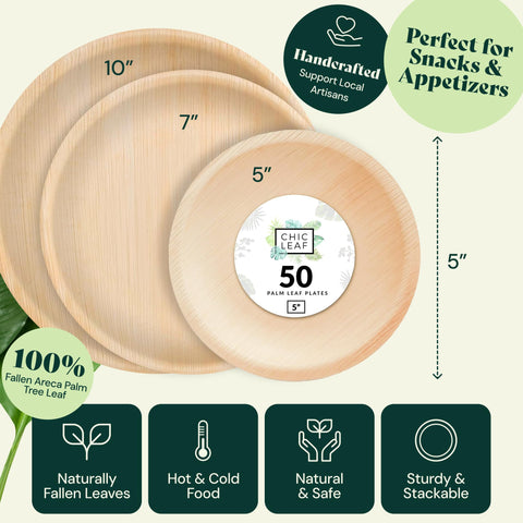 Round, Biodegradable Palm Leaf Party Plates (Bulk)