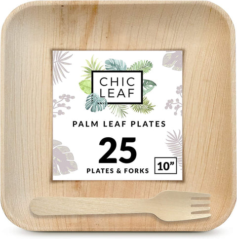 Square, Biodegradable Palm Leaf Party Plates (Bulk)
