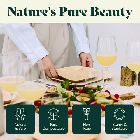 Round, Biodegradable Palm Leaf Party Plates (Bulk)