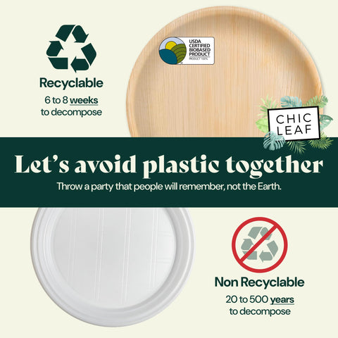 Round, Biodegradable Palm Leaf Party Plates (Bulk)