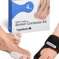 YogaMedic Hallux Valgus Bunion Corrector Kit with packaging and correction devices on a white background