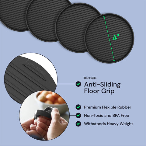 Non Slip Rubber Furniture Pads (Black & Round) Caster Master