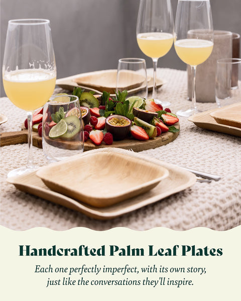 Square, Biodegradable Palm Leaf Party Plates (Bulk)