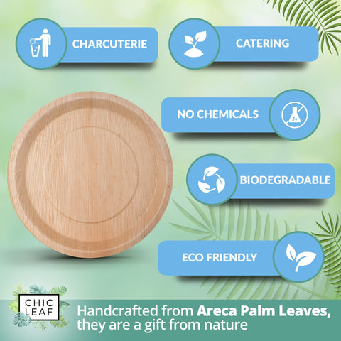 Round, Biodegradable Palm Leaf Party Plates (Bulk)