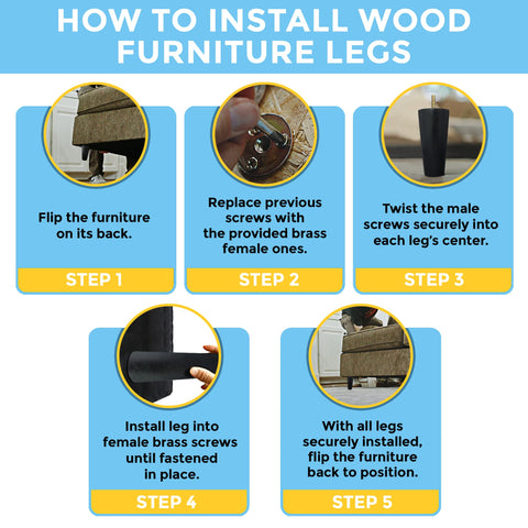 Premium Hardwood Furniture Leg Replacement Blue Cactus