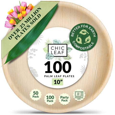 Round, Biodegradable Palm Leaf Party Plates (Bulk)