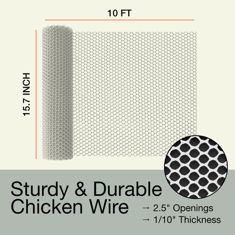 Plastic Animal Wire Mesh- White 10ft