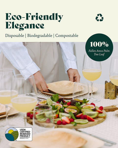 Square, Biodegradable Palm Leaf Party Plates (Bulk)