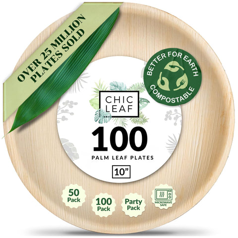 Round, Biodegradable Palm Leaf Party Plates (Bulk)