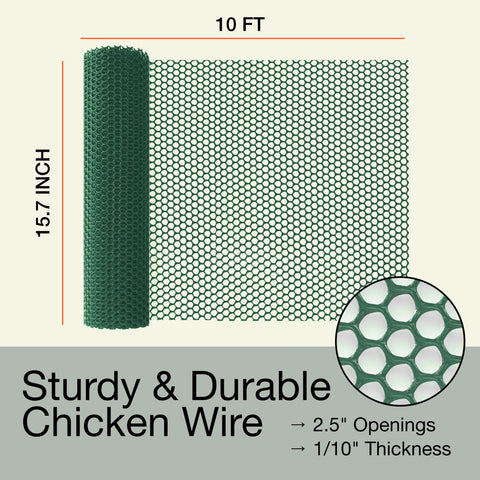 Plastic Animal Wire Mesh- Green 10ft 2-Pack