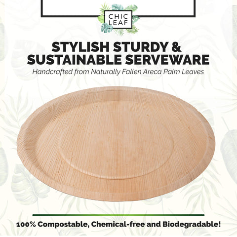 Round, Biodegradable Palm Leaf Party Plates (Bulk)