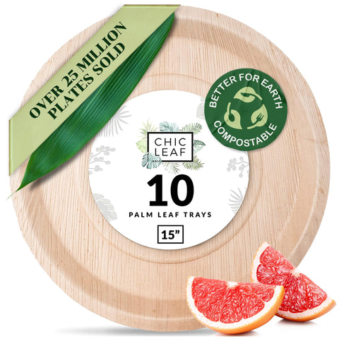 Round, Biodegradable Palm Leaf Party Plates (Bulk)