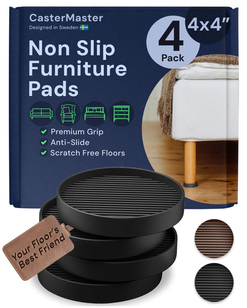 Non Slip Rubber Furniture Pads (Black & Round) Caster Master
