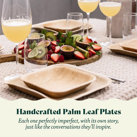 Square, Biodegradable Palm Leaf Plate (2-Set)