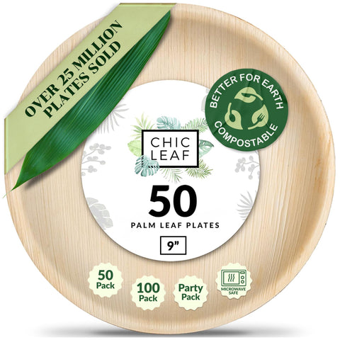 Round, Biodegradable Palm Leaf Party Plates (Bulk)