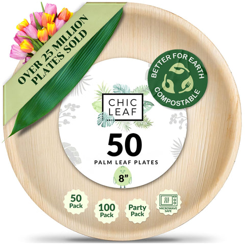 Round, Biodegradable Palm Leaf Party Plates (Bulk)