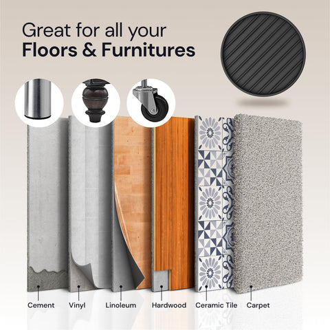 Non Slip Rubber Furniture Pads (Black & Round) Caster Master