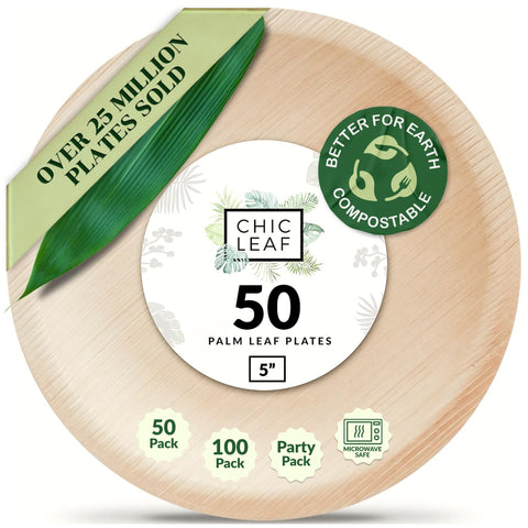 Round, Biodegradable Palm Leaf Party Plates (Bulk)