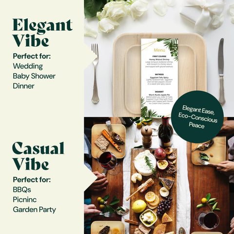 Square, Biodegradable Palm Leaf Plate (2-Set)