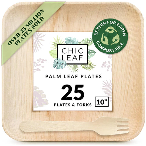 Square, Biodegradable Palm Leaf Party Plates (Bulk)