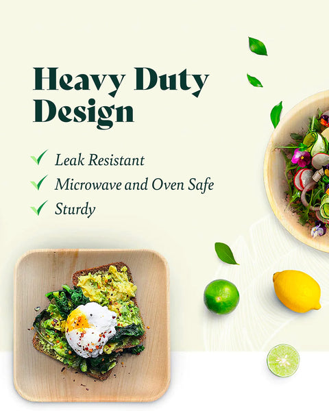 Square, Biodegradable Palm Leaf Party Plates (Bulk)