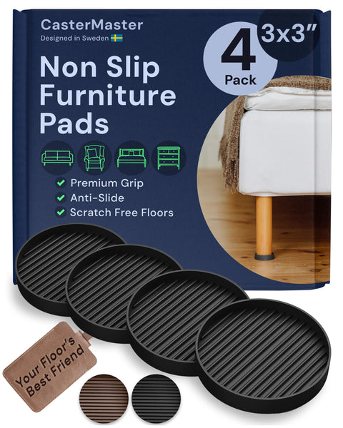 Non Slip Rubber Furniture Pads (Black & Round) Caster Master