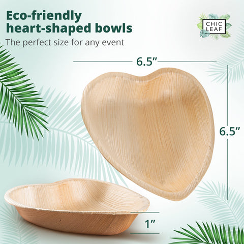 Heart-Shaped Palm Leaf Plates for Weddings