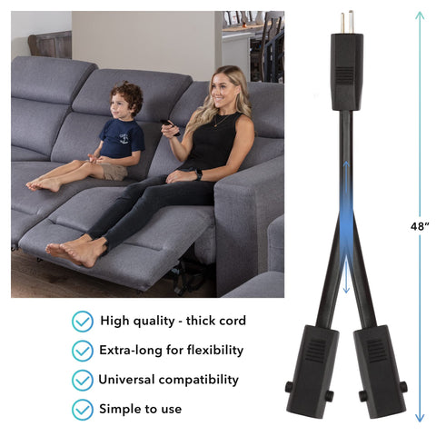 Universal Recliner Power Cord Replacement (2-Pin Adapter)