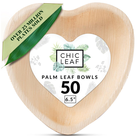 Heart-Shaped Palm Leaf Plates for Weddings