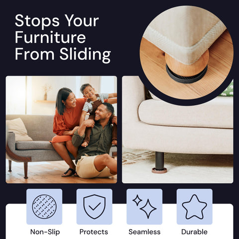 Non Slip Rubber Furniture Pads (Black & Round) Caster Master